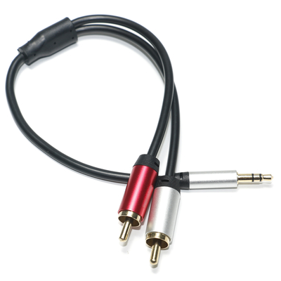 Buy Digital Audio Cable 3.5MM 2/1 Black PVC White Red Plated Aluminum Alloy Golden Connector For Car Audio online manufacture