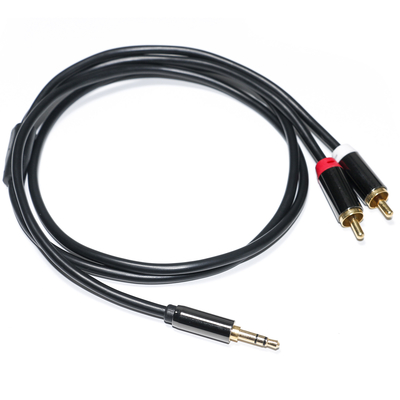 Buy RCA Audio Cable 3.5MM 2-1 Black Metal Shell For Car Audio 0.53M 1M 2M online manufacture