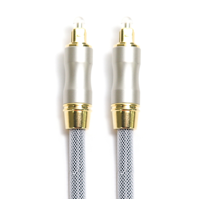 Buy Toslink Digital Audio Optic Cable OD5.0 Knited Grey Rope Gold Plug Frosted Shell For CD/DVD Speaker Box online manufacture