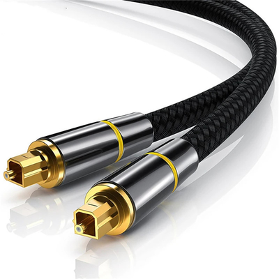 Buy Professional Toslink plastic optical cable Black nylon braid Fiber Optical Digital Audio Cable With Gold Plated online manufacture