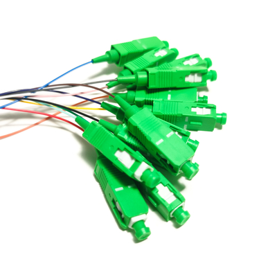 SC APC 12core Fanout Fiber Optic Pigtail SM Simplex 1.5M Optical Fiber Pigtail /Planar Lightwave Circuit splitter