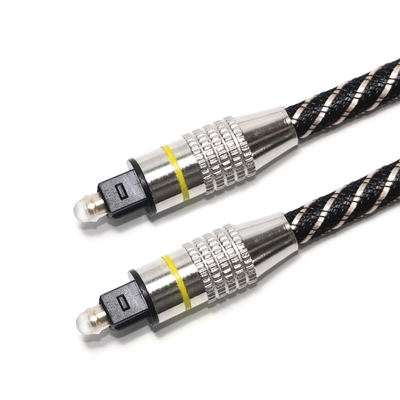 Yellow TOSLINK Optical Audio Cable Nylon Braided OD4.0 Metal Plated Connector