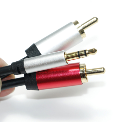Digital Audio Cable 3.5MM 2/1 Black PVC White Red Plated Aluminum Alloy Golden Connector For Car Audio