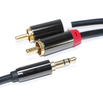 RCA Audio Cable 3.5MM 2-1 Black Metal Shell For Car Audio 0.53M 1M 2M