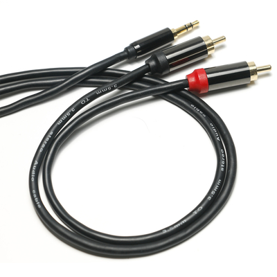 RCA Digital Audio Cable Plated Metal Shell Black PVC cover 3.5mm Length 1.25M Golden Connector For Car audio
