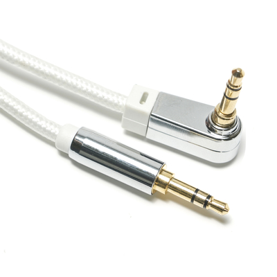 White AUX Digital Audio SPDIF Cable 90° 3.5mm Knited rope Plated Aluminum Alloy For Sound Speaker Car Audio 0.92M
