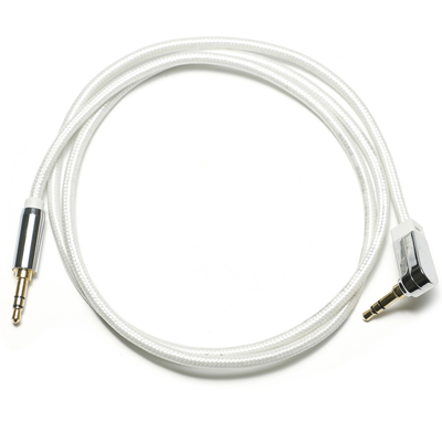 White AUX Digital Audio SPDIF Cable 90° 3.5mm Knited rope Plated Aluminum Alloy For Sound Speaker Car Audio 0.92M