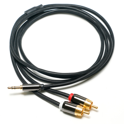 RCA 3.5MM Digital Audio Cable 2/1 Knit Rope Plated Golden Port For Soundbar Car Audio