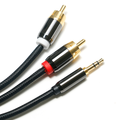 RCA 3.5MM Digital Audio Cable 2/1 Knit Rope Plated Golden Port For Soundbar Car Audio