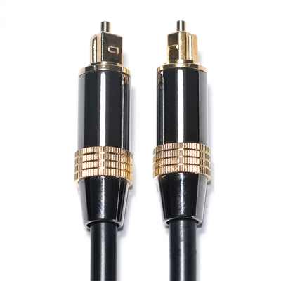 Toslink Digital Cable OB6.0 PVC Rope Plated Black Metal Rim Golden Interface 1.2M 2M