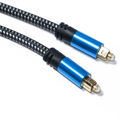 Toslink Audio Cable Blue Digital Optical Fiber Cable Toslink Cable Aluminum Alloy Metal Shell Nylon Braid