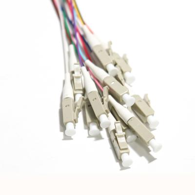 Blue LC UPC 12 Core Ribbon Fiber Pigtails Grey Port 0.9mm Gigabit Ethernet Speeds 1.5m-3m