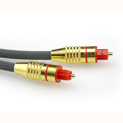 Toslink Digital Optical Fiber Cable Woven Net Plated Gold Shell Red Port 1.2M 2M 3M for soundbar