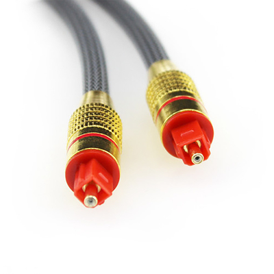 Toslink Digital Optical Fiber Cable Woven Net Plated Gold Shell Red Port 1.2M 2M 3M for soundbar