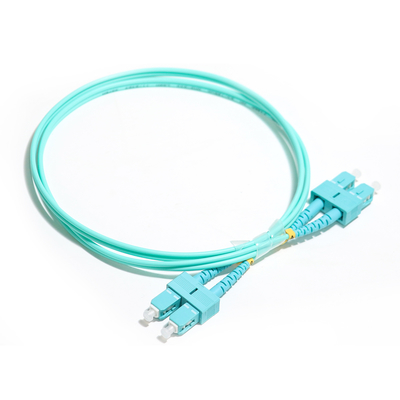 Duplex Multimode Wathet Fiber Patch Cord SU-UPC Ject 50 / 125um LSZH Jacket 3.0mm OM3