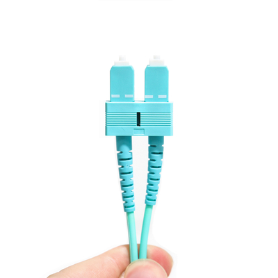 Duplex Multimode Wathet Fiber Patch Cord SU-UPC Ject 50 / 125um LSZH Jacket 3.0mm OM3