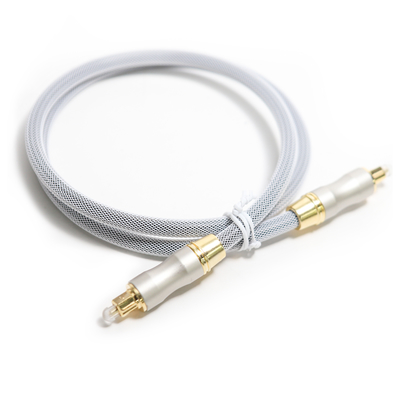 Toslink Digital Audio Optic Cable OD5.0 Knited Grey Rope Gold Plug Frosted Shell For CD/DVD Speaker Box