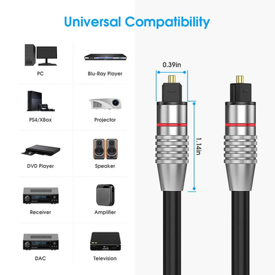 Toslink Optical Fiber Cable 3 Core Fiber Optic Cable OD 6.0mm Digital Fiber Optic Audio Cable