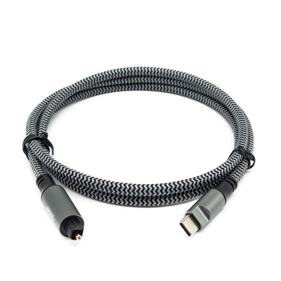 Black Textured Shell Toslink Digital Audio Cable With Type-C male And Gold Plated Connectors For Crystal-Clear Sound