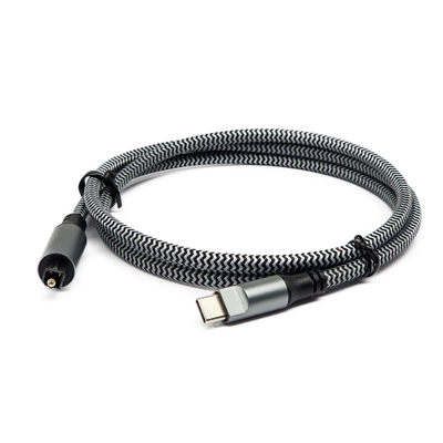 Toslink Digital Audio Cable With Type-C male Black Textured Shell And Gold Plated Connectors For Crystal-Clear Sound